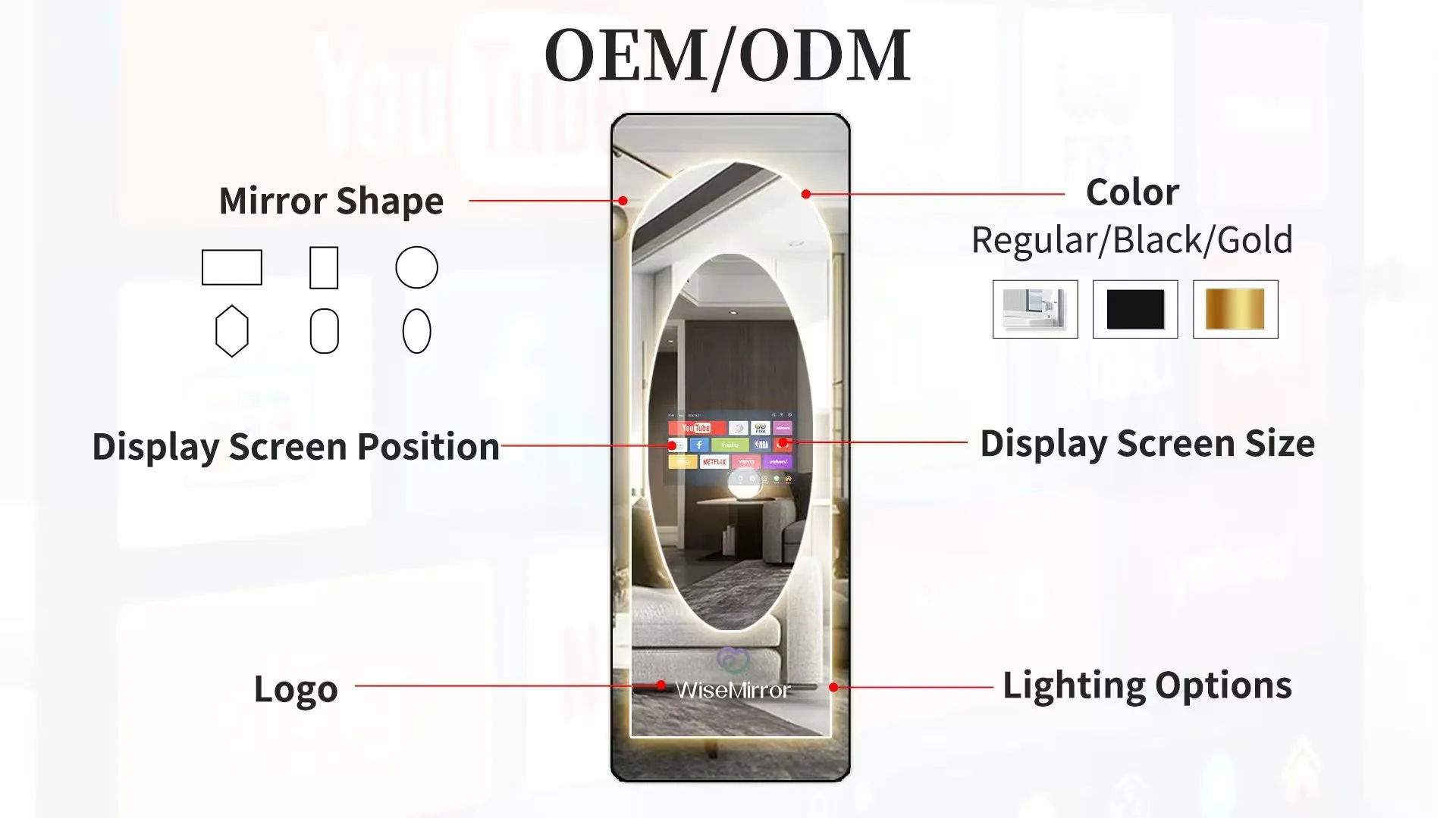 LED Light Smart Mirror OEM