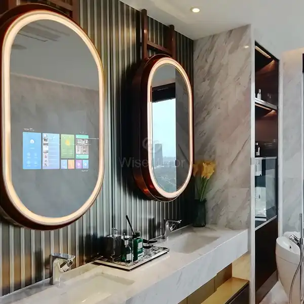 oval touchscreen smart mirror 
