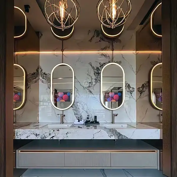 oval touchscreen smart mirror 