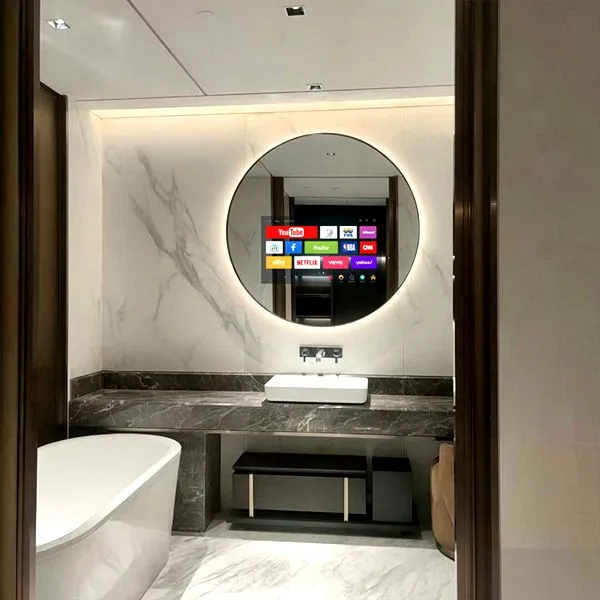 Round LED Smart Bathroom Mirror TV