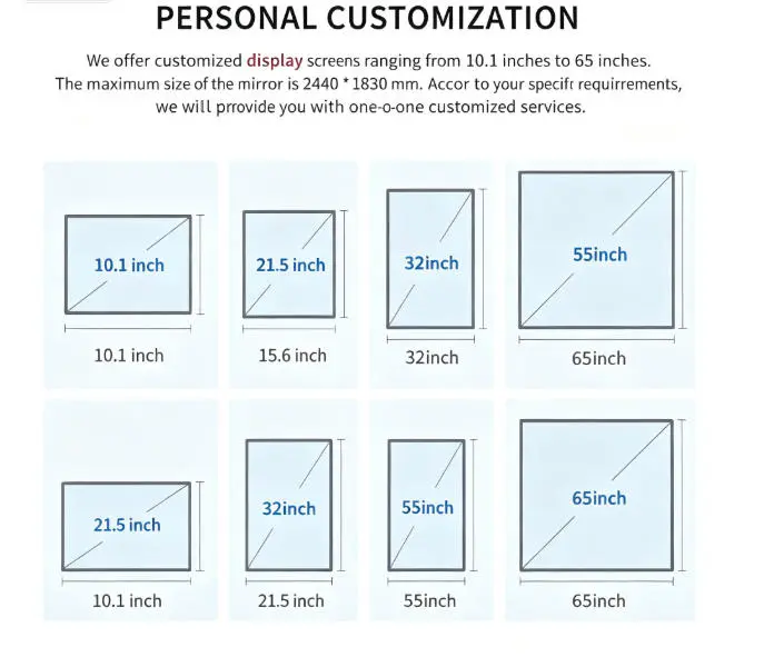 custom size of smart mirror display